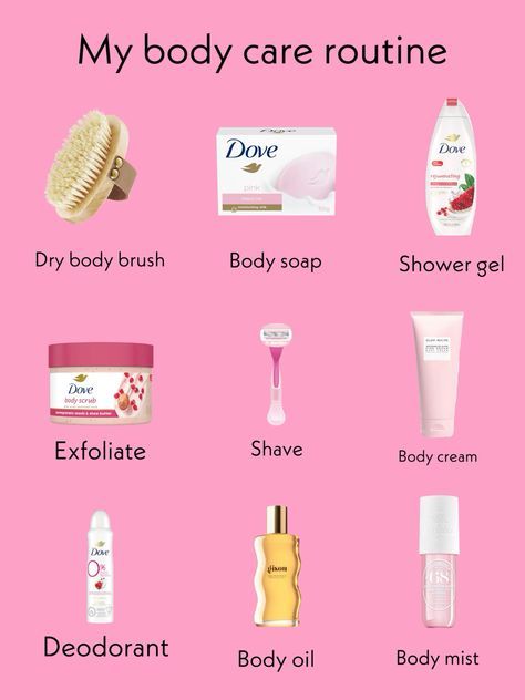 Clean Body Care Products, Dove Body Care Routine, Dove Body Products, Body Care List, Weekly Body Care Routine, Smooth Skin Body Routine, Bodycare Products List, Body Care Routine Steps List, Self-care Routine Body Care