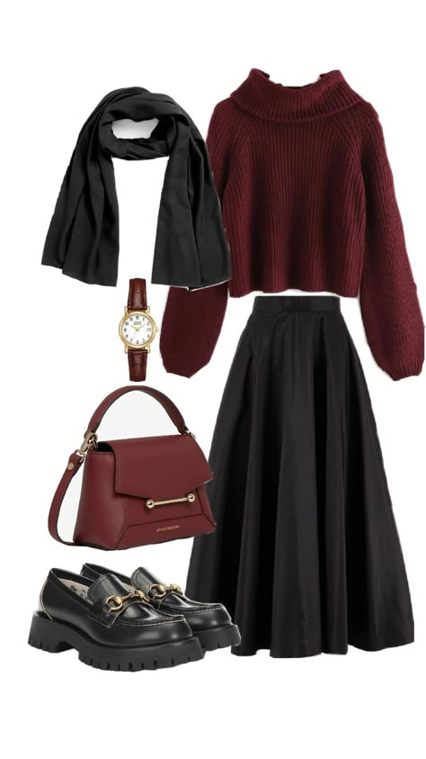 Aesthetic Outfits Sweaters, Birthday Outfit Autumn, Modest Layered Outfits, Modest Outfit Inspo Hijab, Autumn Hijab Outfit Ideas, Hijabi Outfits With Skirts, Hijab Style Winter Outfit Ideas, Winter Outfits With Long Skirts, Hijabi Winter Outfits Casual