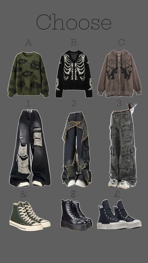 Grunge Outfit Drawing, Grunge Drawing Ideas, Grunge Boy Outfits, Grunge Drawing, Emo Outfit, Grunge Fits, Look Grunge, Grunge Outfit, Tomboy Outfits