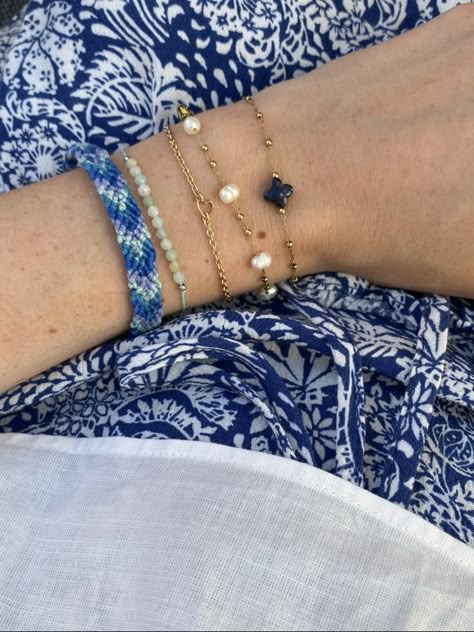 stockholm style coastal grand daughter cute blue theme bracelets Coastal Grand Daughter Aesthetic Summer, Coastal Granddaughter Bracelets, Costal Bracelets, Coastal Granddaughter Wishlist, Coastal Grandmother Jewelry, Coastal Daughter Aesthetic, Costal Granddaughter Jewelry, Costal Grand Daughter Aesthetic Outfits, Blue Bracelet Stack