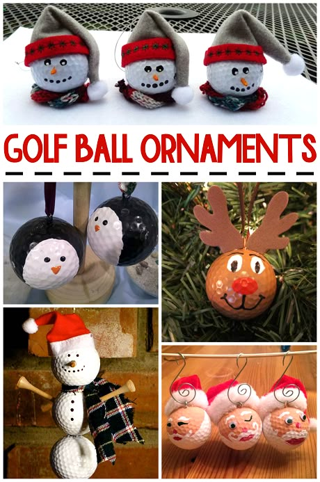 Christmas Golf Ball Ornament Ideas - never thought making crafts with golf balls! Awesome ideas for Christmas! Golf Ball Ornaments, Golf Ornaments, Golf Ball Art, Golf Crafts, Golf Christmas, Golf Ball Crafts, Christmas Golf, Ornaments To Make, Christmas Craft Ideas