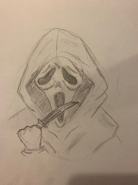 Drawing art ghostface killer sketches ghost face scary edgy painting Ghost Faces Drawing, Ghostface Sketch Easy, Edgy Sketches Easy, Ghost Face Mask Drawing, Ghost Face Doodle, Gost Face Drawings, Ghost Face Drawing Sketch, Art Sketches Halloween, Creepy Ghost Drawing