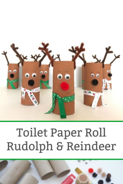 Paper Roll Reindeer, Toilet Paper Roll Christmas Tree, Reindeer Craft For Kids, Reindeer Toilet, Ellie Art, Eco School, Nanny Diaries, Rudolph Crafts, Jul Diy