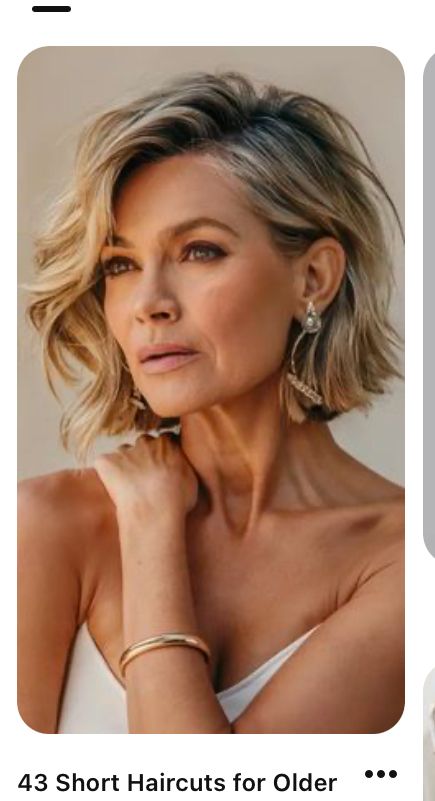 Short Wavy Lob Haircut, Short Hairstyle Older Woman, Styling Short Wavy Hair, Hair Older Women Over 50, Fine Short Haircuts, Lob Haircut Round Face, Cute Bobs For Fine Hair, Easy Styles For Short Hair, Curly Bobs For Older Women