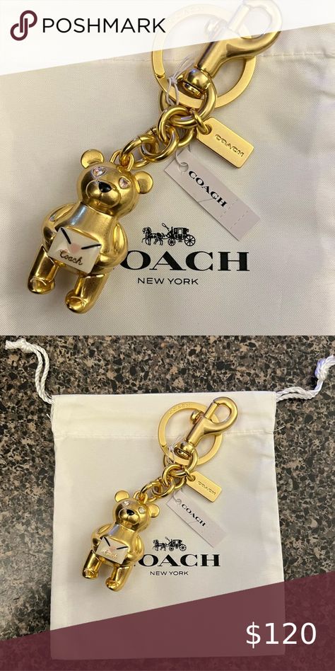 Coach 2023 collection Valentine’s Day gold bear keychain NWT* 🧸💌❤️ Coach 2023, Accessory Inspo, Gift For Valentine, Bear Keychain, Diamond Eyes, New 2023, 2023 Collection, Coach Accessories, Sell Out