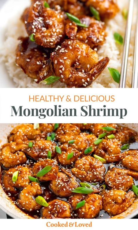 This Mongolian shrimp recipe is a scrumptious combination of succulent shrimp (prawns) coated in light crispy batter, stir-fried with a sweet and savoury Asian sauce, and garnished with a sprinkle of green onions and sesame seeds. This seafood version of the classic Chinese dish is so easy to make that even a novice cook can whip it up in no time. This recipe is gluten-free with paleo-friendly swaps. Shrimp Asian Recipe, Food For Crohns, Mongolian Shrimp, Shrimp And Rice Dishes, Shrimp Paleo, Chinese Shrimp Recipes, Pescatarian Food, Bariatric Sleeve Recipes, Sesame Shrimp