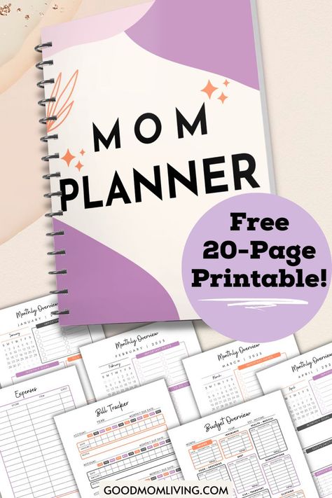 Mom Planner Printables Free for Busy Moms! 20 free printable planner pages! Printable mom planner! plannerpagesideas #planneraccessories. Mom Calendar Organization, Mom Printables Free, Budget Binder Free Printables, Mom Planner Printables Free, Free Printable Planner Pages, Mom Calendar, Planner For Moms, Best Planners For Moms, Homemaking Binder