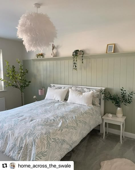 Our V-Groove panelling is a sleek and modern way to spruce up a room. We are so impressed with what @home_across_the_swale has done with her daughters bedroom using our custom height panelling and picture shelf 😍 Wall Panelling Shelf, Scandi Panelling, Slat Panel Wall Bedroom, V Groove Paneling Bedroom, Bedroom Tongue And Groove Panelling, Tongue Groove Panelling, Tongue And Groove Panelling Bedroom, Tongue And Groove Living Room, Bedroom Panelling With Shelf