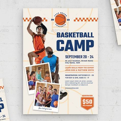 Basketball Camp Flyer Template Camp Flyer, Illustration Building, Basketball Camp, Street Names, Design And Illustration, College Basketball, Team Building, School College, Flyer Template