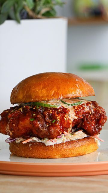 Kimchi Sandwich, Korean Fried Chicken Sandwich, Crispy Korean Fried Chicken, Chicken Kimchi, National Sandwich Day, Sandwich Day, Korean Fried Chicken, Fried Chicken Sandwich, Fall Dinner