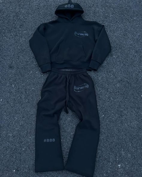 DROPPING APRIL 10th, 6PM EST‼️ VERY LIMITED🌐 #theharmony888 #clothingbrand #foryou -BLACK/GREY PUFF PRINT TRACKSUIT -BOXED PULLOVER -OPEN BOTTOM SWEATS -400 GSM -BEST QUALITY Black Cotton Tracksuit For Streetwear, Black Hooded Tracksuit For Streetwear, Black Cotton Tracksuit Sportswear, Urban Black Cotton Tracksuit, Tracksuit Design, Black Hooded Relaxed Fit Tracksuit, Black Sweatsuit, Sweat Suit, Ribbed Shirt