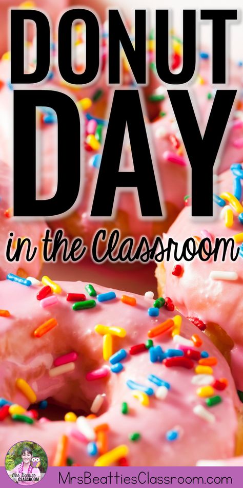 Celebrate Donut Day in the classroom this June 2nd! This round-up post of fun Donut Day activities, crafts, books and donut treats is all you need. Healthier donut-themed treats and seasonal ideas are also included! Donut Day Classroom, Classroom Donut Party, Donut Class Party, Donut School Party, Donut Theme Preschool Activities, Donut Shop Classroom Transformation, Donut Shop Room Transformation, Classroom Fun Friday Ideas, National Donut Day Activities