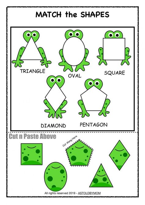 Frog Theme Shape Sorting Activity - 10 Posters - As Told By Mom Frog Theme Preschool, Frogs Preschool, Shape Sorting Activities, Frosch Illustration, Shapes Activity, Frog Activities, Shape Activities Preschool, Shape Activities, Shape Sort