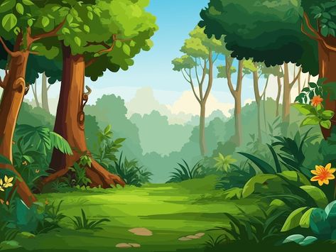 Jungle Tree Illustration, Jungle Vector Illustration, Forest Animation Background, Disney Forest Background, Jungle Theme Poster, Animated Forest Background, Safari Background Jungle Theme, Jungle Illustration Background, Cartoon Background Forest