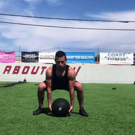 Slamball Exercises, Slam Ball Exercises, Slam Ball Workout, Slamball Workout, Slam Ball Workout Crossfit, Excercise Ball Workouts, Squats With Medicine Ball, Medicine Ball Workout, Office Exercise