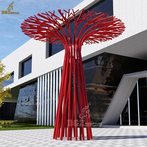 tree sculpture ideas Steel Tree Sculpture, Tree Sculpture Outdoor, Tree Art Installation, Tree Sculpture Art, Garden Art Sculptures Statues, Outdoor Sculpture Garden, Metal Trees, Metal Tree Sculpture, Tree Installation