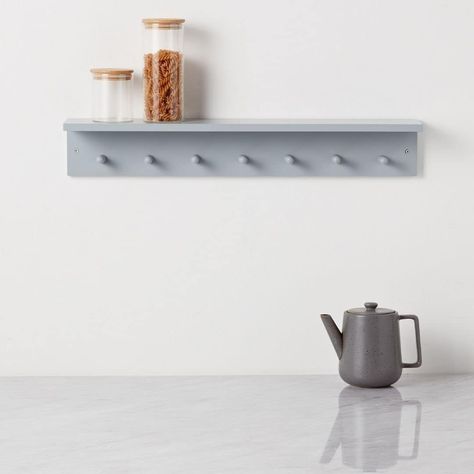 Coat Hook Shelf, Coat Rack Stand, Wooden Storage Shelves, White Wall Shelves, Floating Shelves Wall, Grey Shelves, Hallway Coat Rack, White String Lights, Wooden Floating Shelves