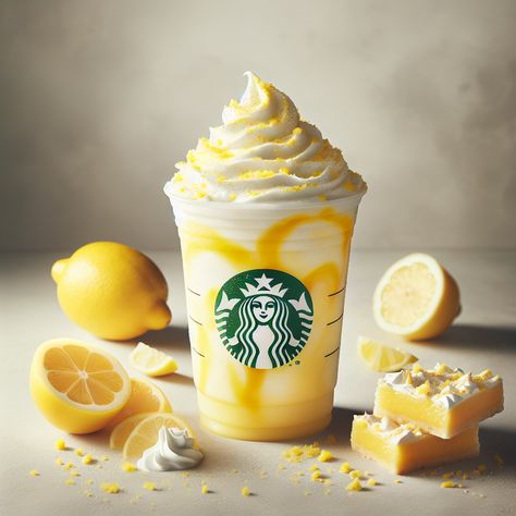 Starbucks Lemon Bar Frappuccino Recipe - Something Swanky Lemon Milkshake, Homemade Lemon Bars, Summer Soap, White Chocolate Syrup, Frappuccino Starbucks, Lemon Coffee, Iced Coffee Protein Shake Recipe, Starbucks Lemon, Condensed Milk Cookies