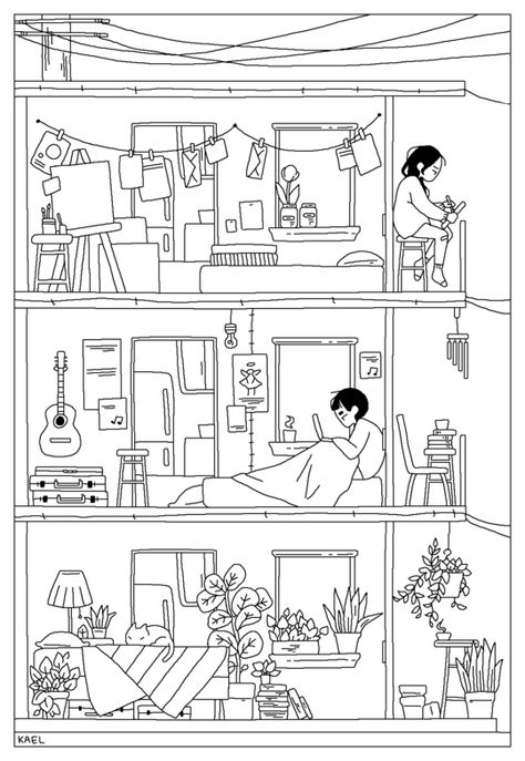 no adventure here... No Adventure Here, Seni Korea, Bedroom Drawing, House Colouring Pages, Adult Coloring Designs, Detailed Coloring Pages, House Drawing, Outline Art, Cool Coloring Pages