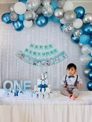 Simple Baby Birthday, Baby Boy Birthday Decoration, 1st Birthday Decorations Boy, Birthday Theme 4, Birthday Decoration Items, Γενέθλια Mickey Mouse, Perlengkapan Bayi Diy, 1st Birthday Decoration, Birthday Theme Decoration