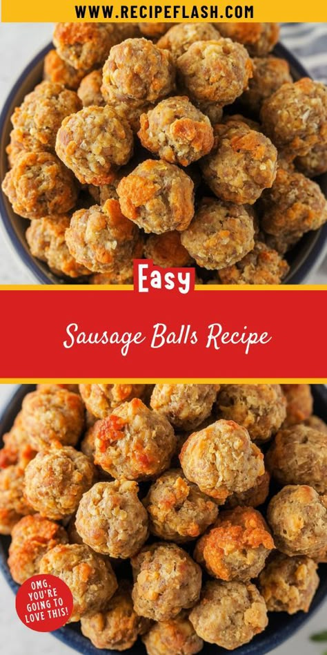 Want to impress your friends with a savory appetizer? These Sausage Balls are a crowd-pleaser, combining juicy sausage and cheesy goodness in every bite. Don’t forget to save this recipe for your next gathering when you need a delicious and simple snack! Sausage Balls With Sweet Chili Sauce, All Recipes Sausage Balls, Best Moist Sausage Balls, Sausage Ball Bites, Recipe For Sausage Balls, Old Bay Sausage Balls, Bisquick Sausage Cheese Balls, Simple Sausage Balls Recipe, Stovetop Sausage Balls