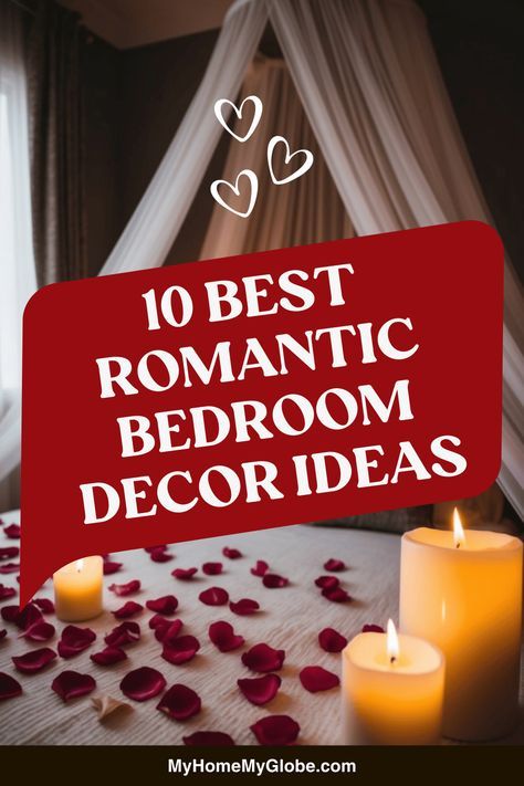 Honeymoon Bedroom Decor, Romantic Bedroom Set Up, Bedroom Decor For Valentines Day, Candle Lit Bedroom Romantic, Romantic Settings At Home, Romantic Bedroom Decor Valentines Day, Bed With Roses Petals Romantic, Romantic Decorating Ideas For Him, Hotel Valentines Day Room