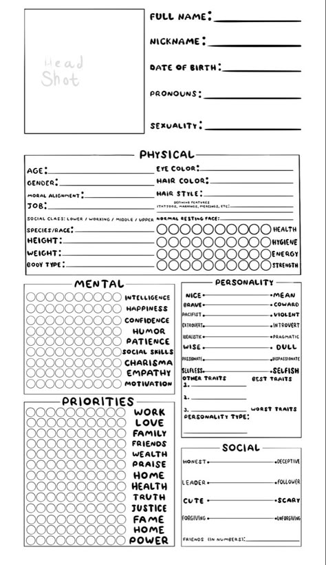 Character Building Sheet, Get To Know My Character Template, Fun Sheets To Fill Out, Get To Know Oc Template, Basic Oc Info, Book Character Sheet Template, Oc Creation Sheet, Dnd Character Creation Sheet, Oc Fill Out Sheet Simple