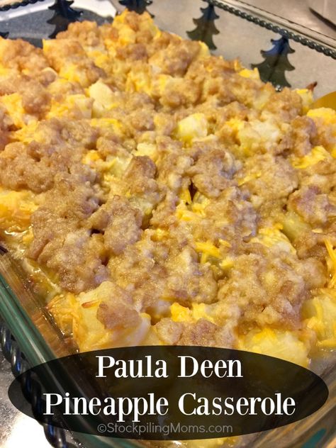 Pineapple Casserole Recipe, Side Dishes For Ham, Pineapple Casserole, Baked Pineapple, Paula Deen Recipes, Pineapple Recipes, Stuffing Recipes, Paula Deen, Easy Casserole