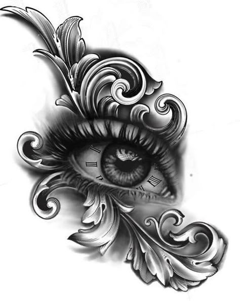 Ojo Tattoo, Stammestattoo Designs, Realistic Eye Tattoo, Arm Tattoos Drawing, All Seeing Eye Tattoo, Filigree Tattoo, Clock Tattoo Design, Men Tattoos Arm Sleeve, Head Tattoo