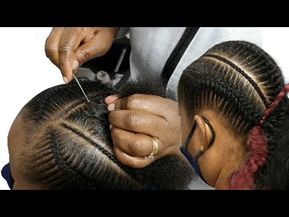 Needle Braiding Hair, Needle And Thread Braids, Needle Braiding Hairstyles, Needle Hairstyles For Black Women, Needle Cornrows Tutorial, Needle Threading Hairstyles, Hair Needle Hairstyle, Needle Hair Plaiting Styles, Free Hand Hairstyles African Natural Hair