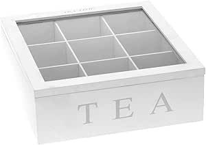 Generic Tea Bag Organizer - Wooden Tea Box With 9 Compartments | Multi-Functional Tea Bag Organizer, Modern Tea Caddys Chest | Rustic Tea Bag Holder Tea Organizer | For Organizer And Display Tea Bags Tee Organisation, Tea Bag Caddy, Wood Tea Box, Tea Box Storage, Tea Bag Storage, Tea Display, Tea Organization, Wooden Tea Box, Tea Bag Organizer