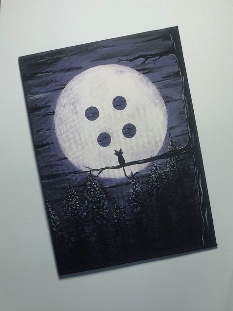 Painting Ideas On Large Canvas Aesthetic, Cute Grunge Painting, Two People Painting Ideas, Coraline Cat Painting, Scary Things To Paint On Canvas, Painting Ideas On Canvas Gothic, Tim Burton Painting Easy, Coraline Painting Ideas Easy, Easy Movie Painting Ideas