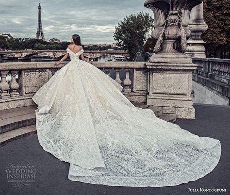 Julia Kontogruni, Wedding Dress Cathedral, Wedding Dress Cathedral Train, Western Wedding Dresses, Cathedral Train, Wedding Dresses 2018, V Neck Wedding Dress, Dream Dresses, Paris Wedding