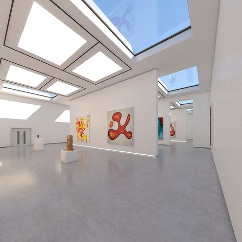 Architecture Art Gallery, Minimalist Art Gallery Interior Design, Gallery Ideas Design, Art Gallery Interior Design Architecture, Art Gallery Sculpture, Art In Gallery, Art Center Interior Design, Museum Space Design, Art Studio Gallery