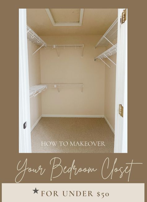 Angled Walk In Closet, Update Walk In Closet, Wire Walk In Closet, Closet Remodel Ideas Small Walk In, Modular Closet System Diy, Basic Walk In Closet, Builder Grade Closet Organization, Easy Walk In Closet Ideas, Closet Configuration Ideas