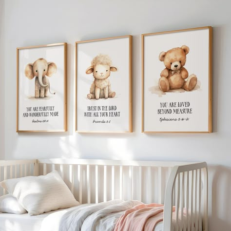 Nursery Frames Decor, Bible Themed Nursery, Christian Nursery Ideas, Christian Room Decor, Nursery Gallery Wall, Boho Baby Boy, Christian Nursery Decor, Nursery Bible Verses, Room Decor Boho