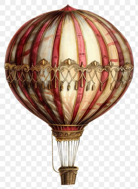 Steampunk Air Balloon, Chandelier Illustration, Hot Air Balloon Illustration, Red Scrapbook, Vintage Balloons, Christmas Entrance, Steampunk Drawing, Circus Background, Balloon Chandelier