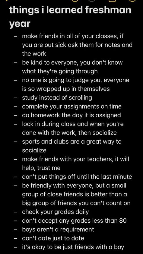 What To Do Freshman Year High School, Back To School Highschool Freshman Tips, Goals For Freshman Year Of High School, Highschool Back To School List, High School Freshman School Supply List, Highschool Essentials Freshman Year, First Day Of School Tips Highschool, Freshman Advice Highschool, College Advice Freshman Tips