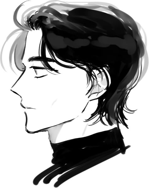 Male Hair Side Profile Drawing Reference, Side Face Reference Male, Head From Side Drawing, Men Hair Drawing Sketches, Side Profile Sketch Male, Side Profile Hair Male, How To Draw Man Body Anime, Men Pose Sketch, Side Profile Hairstyles Drawing