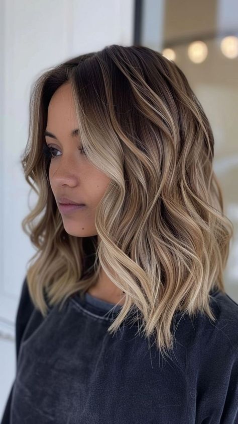 Transition To Fall Hair, Hairstyles Ombre Brown, Hair Color Ideas For Brunettes Medium Length Trending Hairstyles, Blonde Brown Lowlights, Ombre Hair Color Shoulder Length, Brown Hair With Blonde Highlights Short, From Dark To Blonde Hair, Brunette To Blonde Transition, Fall Hair Color Ideas For Brunettes