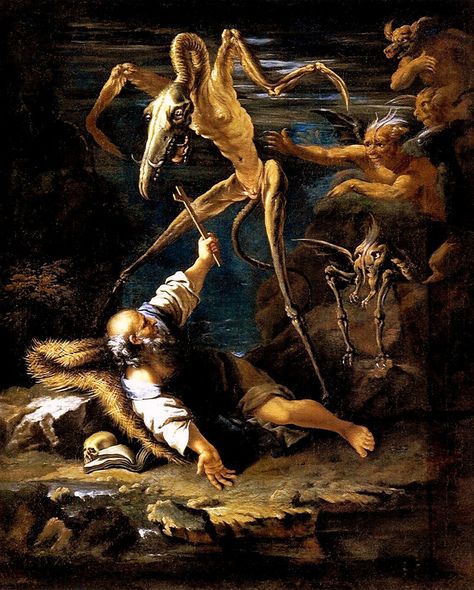 https://flic.kr/p/CChVoM | Salvator Rosa- The Temptation of Saint Anthony, second version, 1645 | monsterbrains.blogspot.com/2016/01/salvator-rosa.html Salvator Rosa, Creepy Paintings, Temptation Of St Anthony, Android Jones, Art Macabre, Art Noir, Septième Art, Hieronymus Bosch, Macabre Art