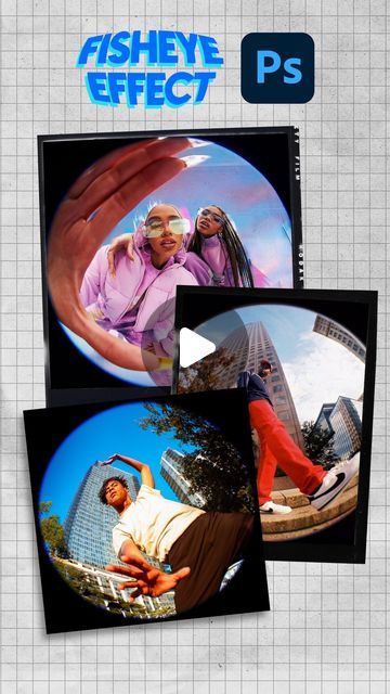 Eric Nichols on Instagram: "Here’s a quick tutorial on how to recreate a similar fisheye effect on your photos in Photoshop! 🐟📸  #photoshoptutorial #photoshop #adobephotoshop #adobe #photographer #photooftheday #photography #photoshoot #photoshootideas #bts #behindthescenes #photoshootbts #diyphotography #photoediting #howtoedit #portraitphotography #y2k" Vintage Filter Photoshop, Y2k Tutorial Photoshop, Photo Swipe Tiktok, Photoshop Hacks Photo Editing, Fisheye Graphic Design, Fisheye Tutorial, Retro Poster Tutorial, Fisheye Edit, Y2k Effect