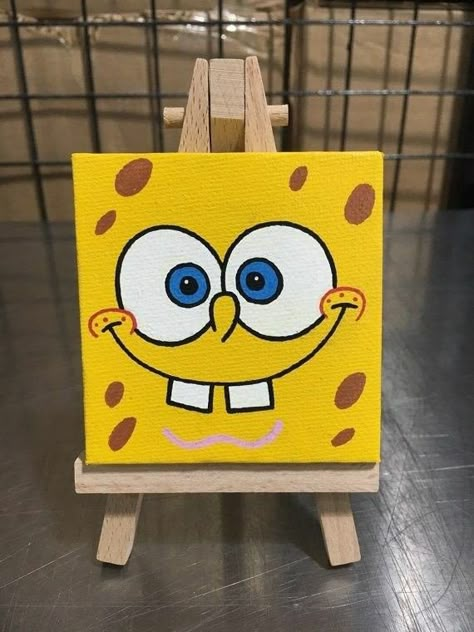 Mini Toile, Spongebob Painting, Disney Canvas Art, Kids Canvas Art, Small Canvas Paintings, Simple Canvas Paintings, Cute Canvas Paintings, Kids Canvas, Canvas Drawings