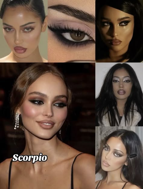 Zodiac Makeup Looks Scorpio, Scorpio Inspired Makeup, Snake Face Type Makeup, Scorpio Makeup Zodiac, Aries Makeup Aesthetic, Scorpio Makeup Aesthetic, Scorpio Venus Makeup, Scorpio Fashion Aesthetic, Scorpio Rising Outfits