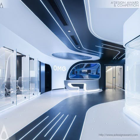 Futuristic Design Offices, Futuristic Modern Interior Design, Futuristic Reception Design, Futuristic Exterior Design, Hi Tech Office Design, Futuristic Office Interior Design, Futuristic Architecture Buildings, Hitech Architecture, Hi Tech Interior