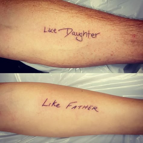 Maching Tattoos Family, Tattoos For Dads And Daughters, Small Tattoos For Father And Daughter, Father Like Daughter Tattoos, Matching Tattoos For Father Daughter, Father Daughter Tatoos Meaningful, Tattoos To Get For Your Daughter, Father Daughter Simple Tattoos, Father Inspired Tattoos