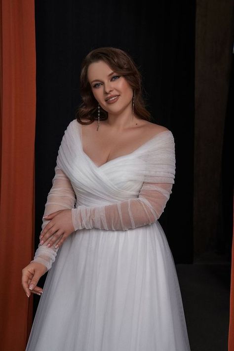 2024 Wedding Dresses for Big Bust: Plus Size, Petite, Elegant Styles, and More Plus Size Wedding Dresses Curvy Bride, Simple Plus Size Wedding Dresses, Wedding Dresses Destination, Dresses For Big Bust, Wedding Dresses Off The Shoulder, Plus Size Wedding Dresses With Sleeves, Curvy Wedding Dress, Curvy Wedding, Wedding Dresses Whimsical