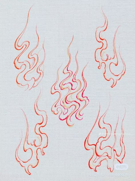 Japanese Fire Tattoo Design, Fire Japanese Art, Japanese Flames Tattoo, Japanese Fire Tattoo, Red Japanese Tattoo, Flaming Tattoo, Japanese Flames, Fire Line Art, Fire Tattoo Designs