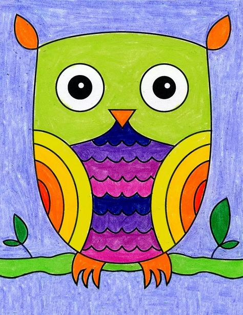 How to Draw an Easy Owl Drawing Pictures For Kids, Owls Drawing, Easy Drawings For Kids, Cute Easy Drawings, Owl Art, Art Drawings For Kids, Simple Art, Painting For Kids