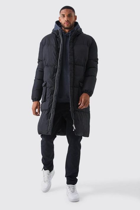 Long Puffer Jacket Outfit, Puffer Jacket Oversized, Long Coat Men, Puffer Jacket Outfit, Plus Size Joggers, Gym Jacket, Going Out Trousers, Borg Jacket, Hooded Puffer Jacket